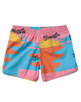 Seaesta Surf Boys Boardshorts – Scallop Retro Flare in Aloha Sunset Neon