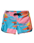 Seaesta Surf Boys Boardshorts – Scallop Retro Flare in Aloha Sunset Neon