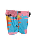 Seaesta Surf Boys Boardshorts – Scallop Retro Flare in Aloha Sunset Neon