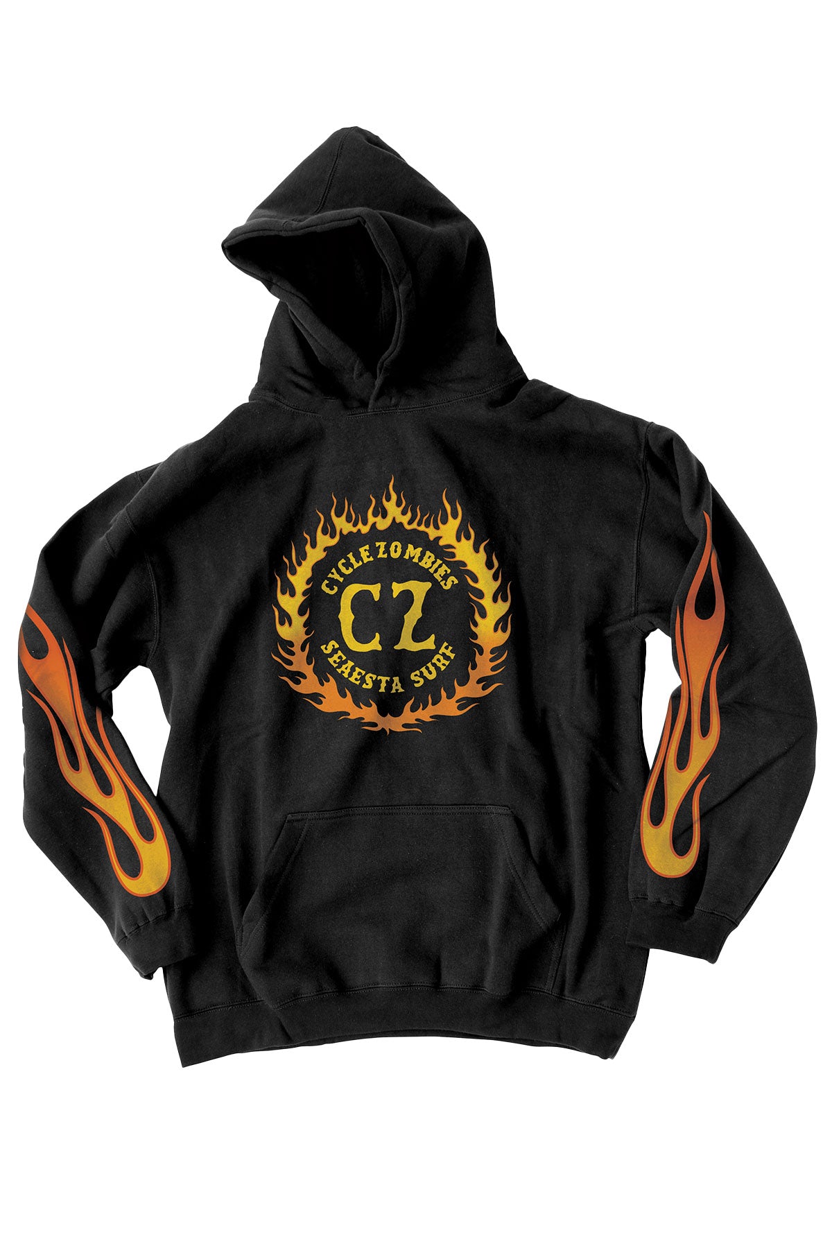 美品　SEA SMC SWEAT Seaesta x Cycle Zombies Youth Flame Hoodie / Black – SEAESTA SURF