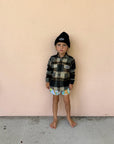 Chunky Knit Patch Beanie / Charcoal
