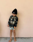 Chunky Knit Patch Beanie / Charcoal