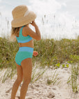 Crinkle Color Block Two Piece Swimsuit / Sea Foam