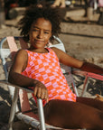 Wavy Checks Swimsuit / Fuchsia