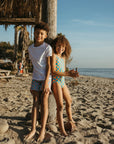 Wavy Checks Swimsuit / Coral