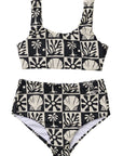 Beach Checks Two Piece Swimsuit / Charcoal