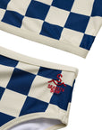 Nautical Checks Two Piece Rashguard Swimsuit / Navy