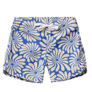 Seaesta Surf Boys Boardshorts – Scallop Retro Flare in Wavy Flowers Navy Blue