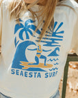 Cropped Boxy Surfer Girl Tee / Blue & Yellow