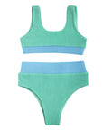 Crinkle Color Block Two Piece Swimsuit / Sea Foam