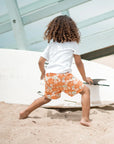 Seaesta Surf x Kelsie Dayna Boys Boardshorts - Scallop Retro Flare in Pua Party