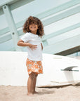 Seaesta Surf x Kelsie Dayna Boys Boardshorts - Scallop Retro Flare in Pua Party