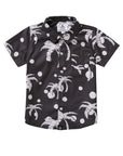 Palm Tree Polka Dot Button Up Shirt / Youth / Charcoal