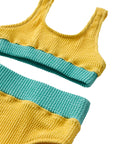 Crinkle Color Block Two Piece Swimsuit / Citrus