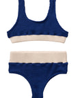 Crinkle Color Block Two Piece Swimsuit / Navy