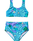 Fleurs / Two Piece Swimsuit / Aqua
