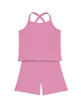 Ribbed Knit Lounge Set / Strawberry