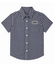 Patch Button Up Shirt / Youth / Navy Stripe