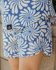 Seaesta Surf Boys Boardshorts – Scallop Retro Flare in Wavy Flowers Navy Blue