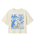 Cropped Boxy Surfer Girl Tee / Blue & Yellow