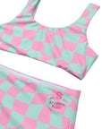 Wavy Checks / Sport Two Piece Swimsuit / Hydrangea