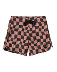 Seaesta Surf Boys Boardshorts – Scallop Retro Flare in Wavy Checks Cocoa