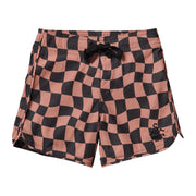 Seaesta Surf Boys Boardshorts – Scallop Retro Flare in Wavy Checks Cocoa