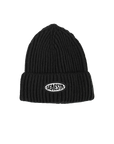 Chunky Knit Patch Beanie / Charcoal