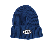 Chunky Knit Patch Beanie / Navy