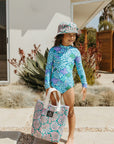 Kids Recycled Tote Bag / Wavy Floral / Azalea