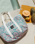 Wavy Floral Recycled Tote Bag / Azalea