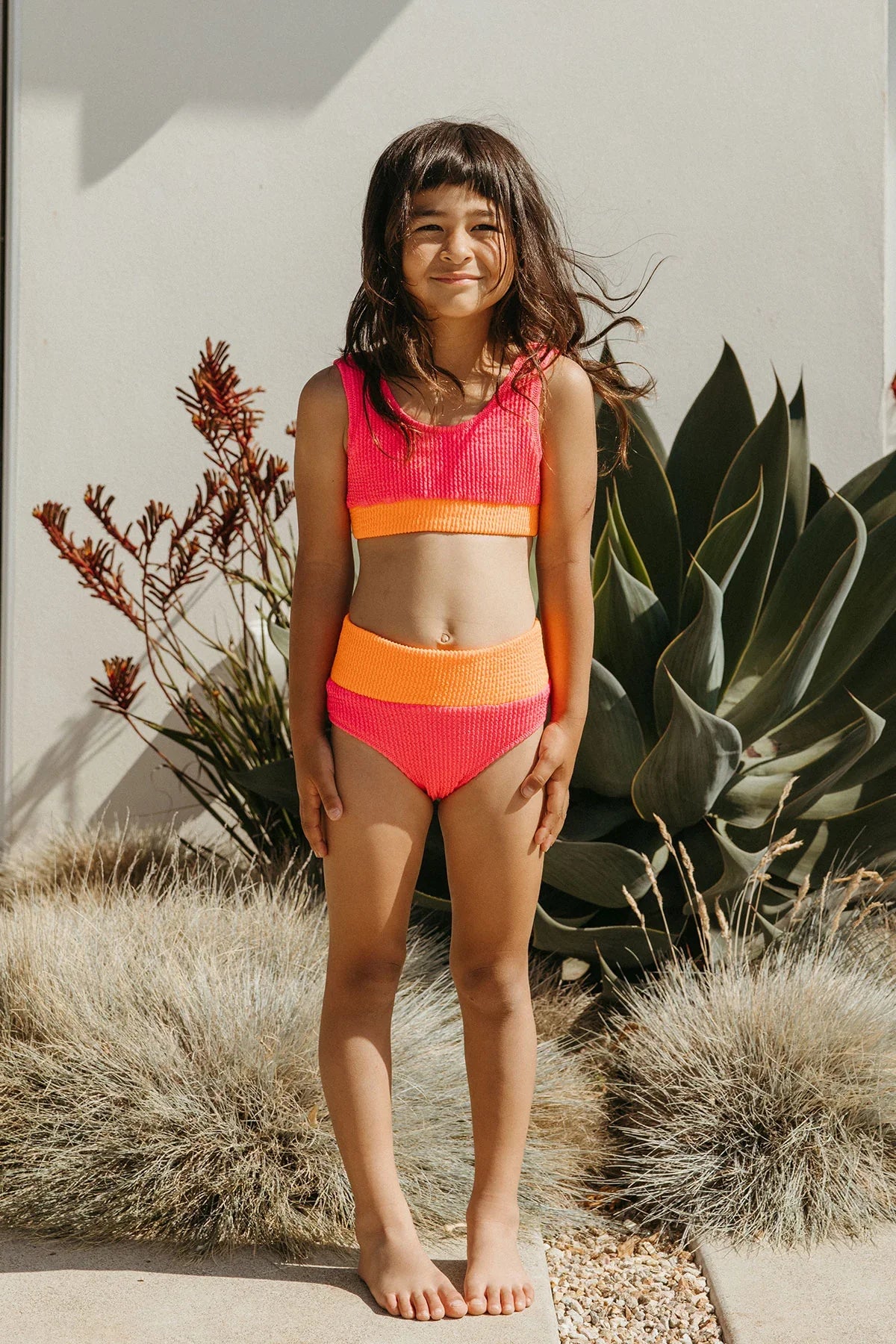 Crinkle Color Block Two Piece Swimsuit / Neon – SEAESTA SURF