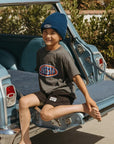 Chunky Knit Patch Beanie / Navy