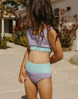 Crinkle Color Block Two Piece Swimsuit / Lavender Haze