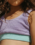 Crinkle Color Block Two Piece Swimsuit / Lavender Haze