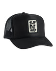 Black Embroidered Surf Eat Nap Snapback Trucker Hat