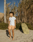 Seaesta Surf x Ty Williams Boys Boardshorts – Scallop Retro Flare in Almond