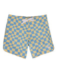 Seaesta Surf Boys Boardshorts – Scallop Retro Flare in Wavy Checks Banana