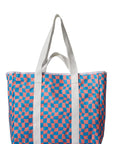 Wavy Checks Recycled Tote Bag / Coral
