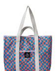 Wavy Checks Recycled Tote Bag / Coral