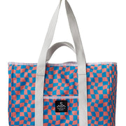 Wavy Checks Recycled Tote Bag / Coral