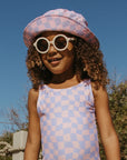 Wavy Checks Swimsuit / Lavender