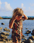 Wavy Daisy Button Up Shirt / Youth / Tan Camo