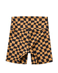 Women's Bike Shorts / Wavy Checks / Cocoa