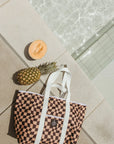 Wavy Checks Recycled Tote Bag / Cocoa