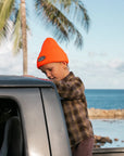 Chunky Knit Patch Beanie / Papaya