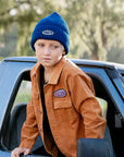 Chunky Knit Patch Beanie / Navy