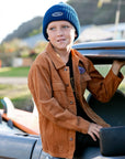 Chunky Knit Patch Beanie / Navy