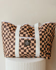 Wavy Checks Recycled Tote Bag / Cocoa