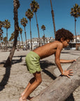 Seaesta Surf x Surfy Birdy Boys Boardshorts – Scallop Retro Flare in Pine